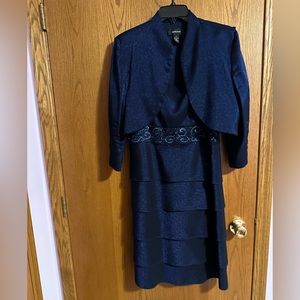 Ladies sapphire blue iridescent dress/jacket. Sea beads. Very pretty